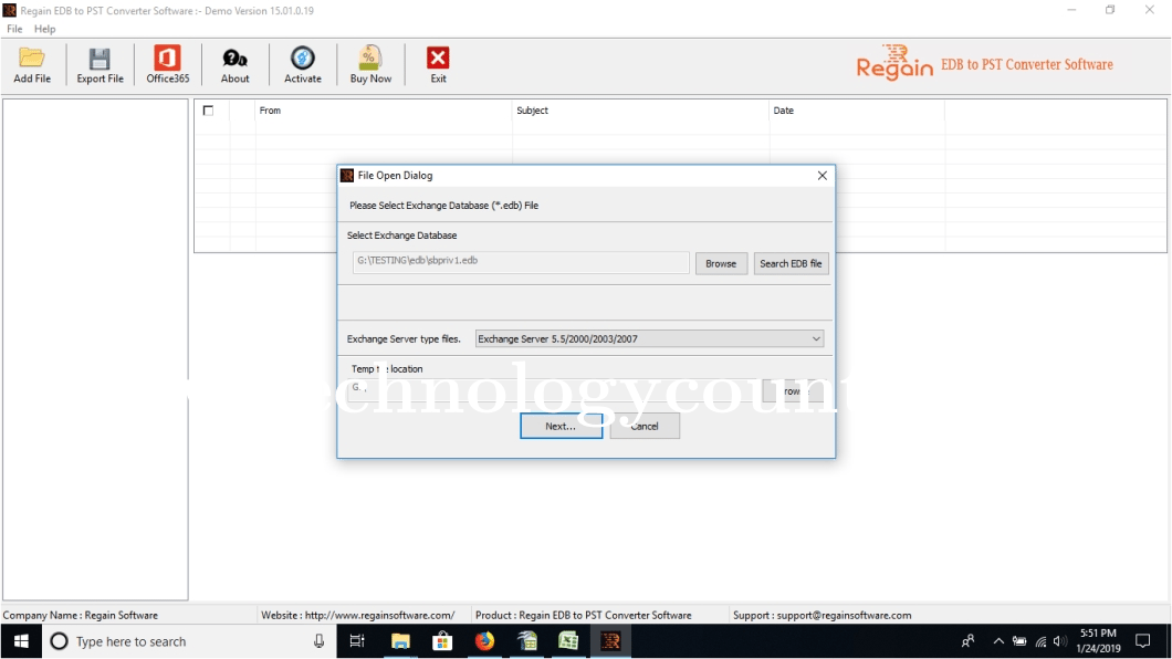 Regain EDB to PST Converter Screenshots